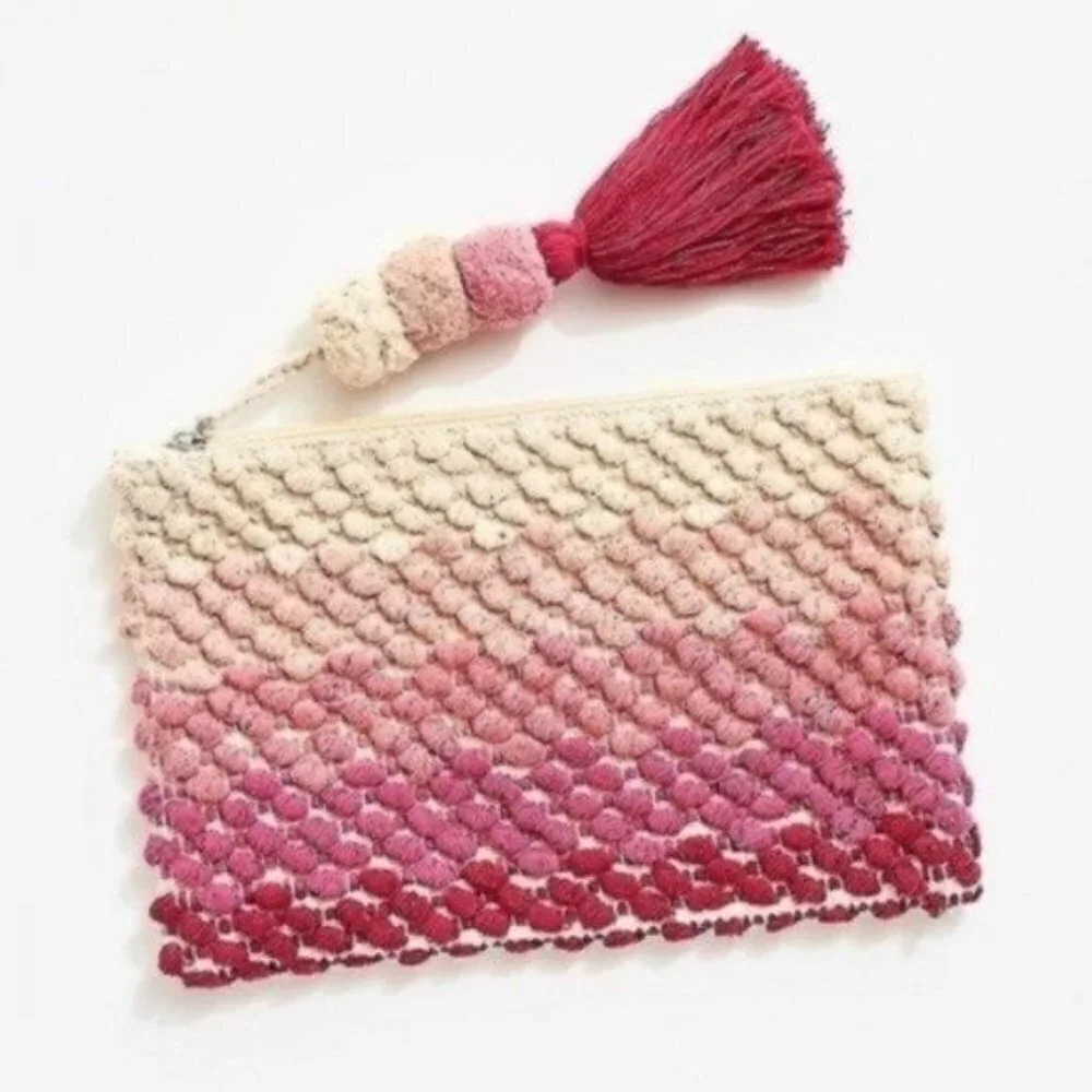 New! Pink Ombré Woven Clutch